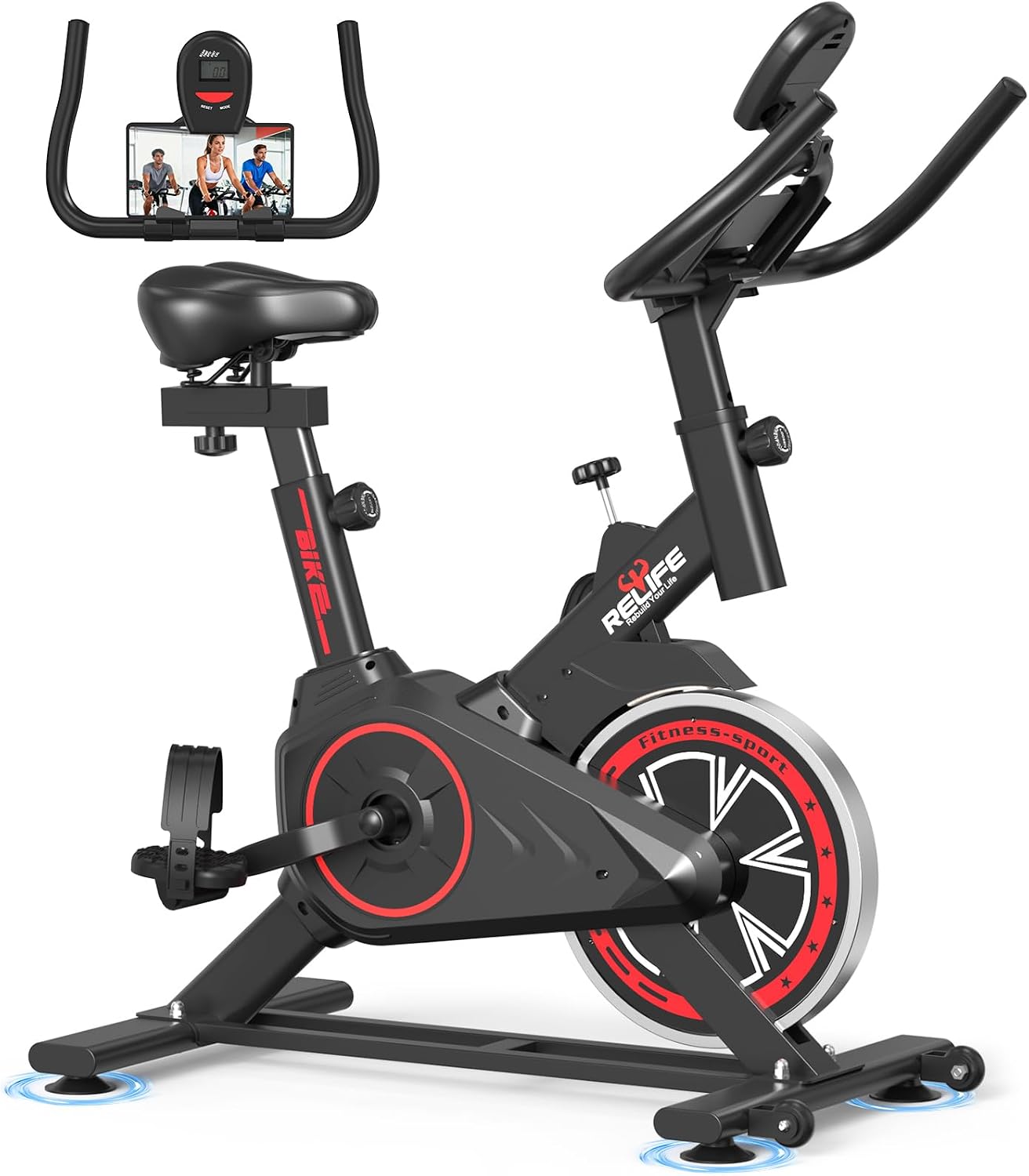 RELIFE REBUILD YOUR LIFE Exercise Bike, Friction Stationary Bike for Home