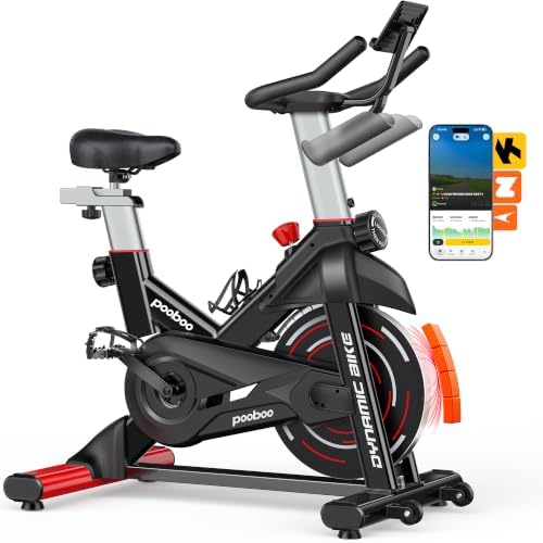 pooboo Magnetic Exercise Bike, Indoor Stationary Bicycle for Home with App